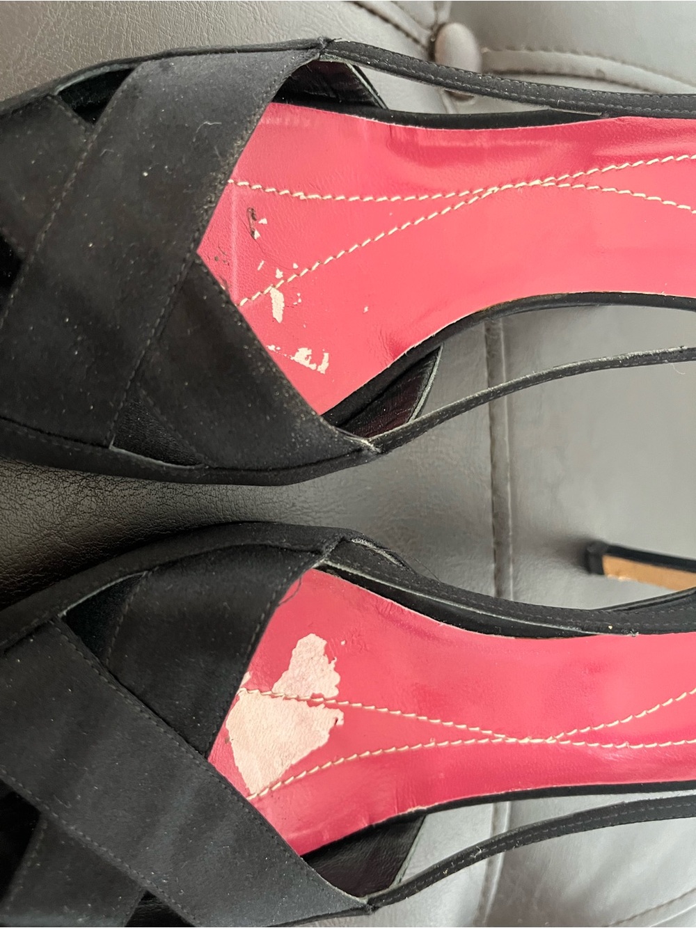 kate spade Black Slingback Peep-Toe Heels with Pink Insole - Picture 3 of 4